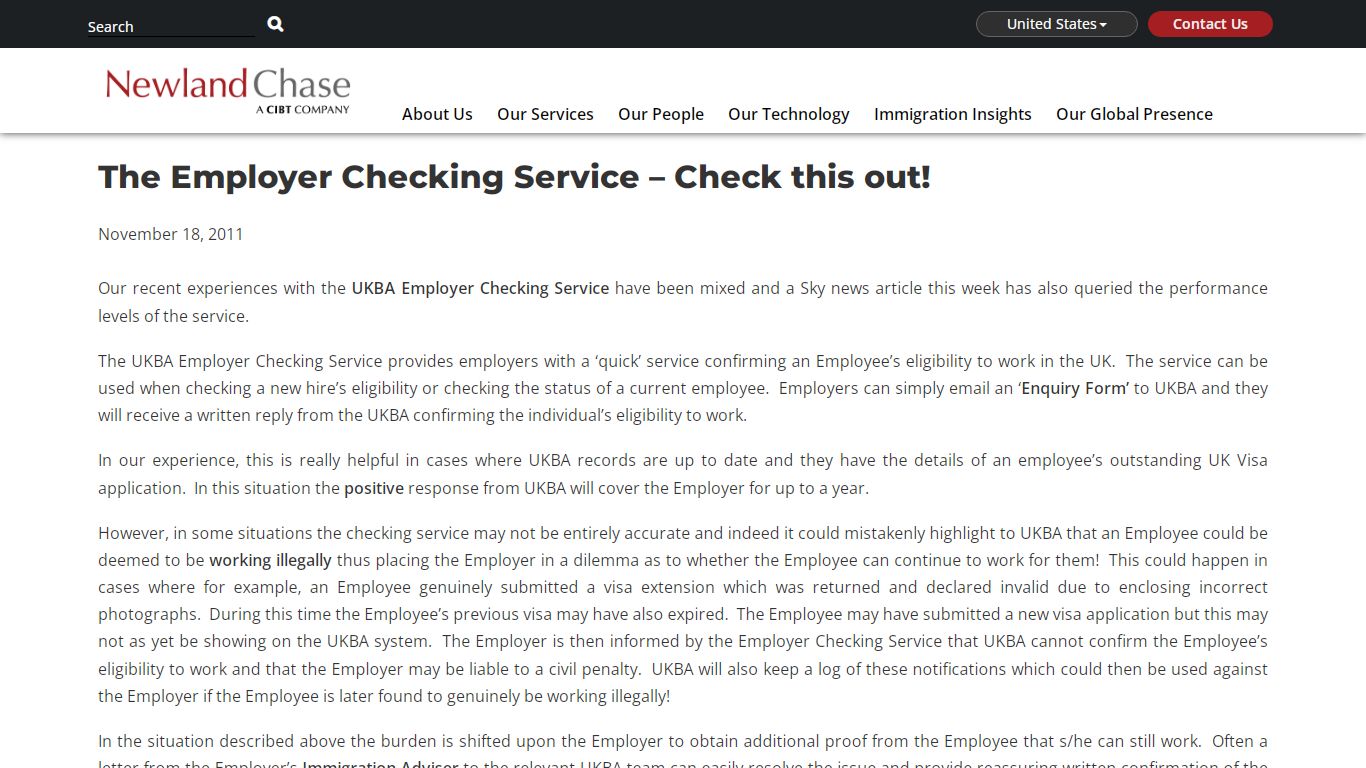 The Employer Checking Service - Check this out! - Newland Chase