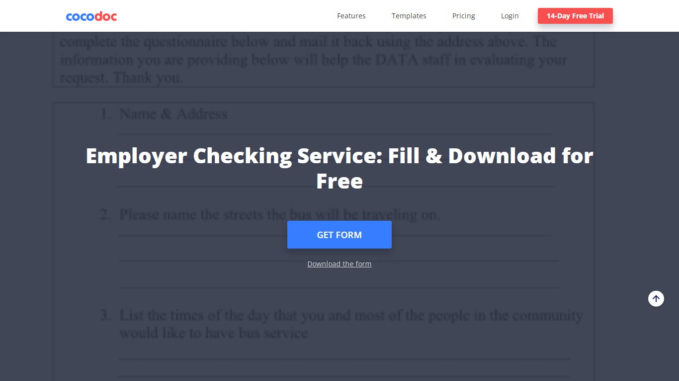 Employer Checking Service: Fillable, Printable & Blank PDF Form for ...
